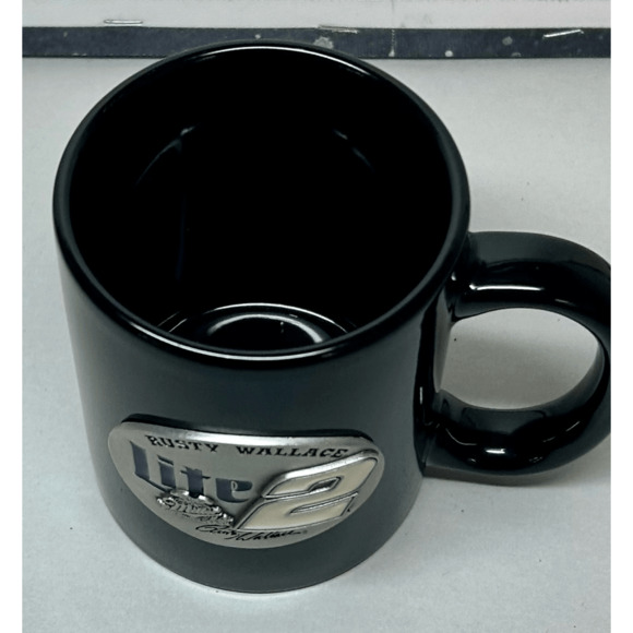 Vintage 1990’s Rusty Wallace #2 Miller Light NASCAR Pewter Emblem Mug Black - Picture 5 of 10